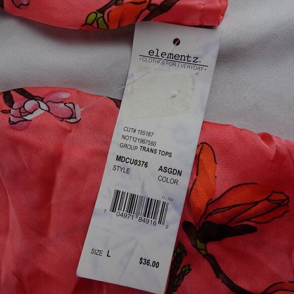 Elementz Women Floral Blouse Top Size L - Picture 8 of 11